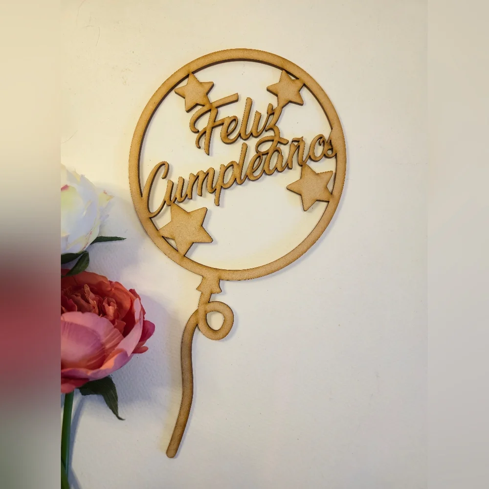 Wooden Feliz Cumpleaños Cake Topper. Happy Birthday Cake Topper. Cake Decor